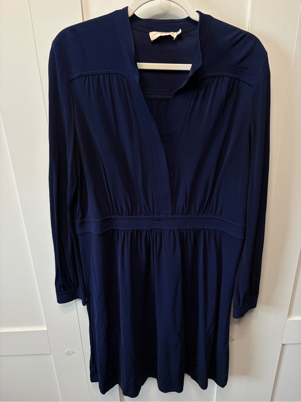 Tory Burch Valentina Navy Long-Sleeve Dress - Picture 3 of 8
